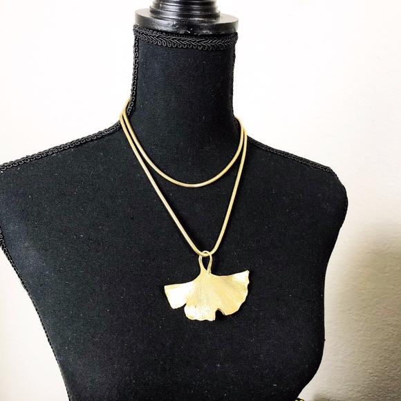 Vintage Jewelry - VTG Ginko Leaf necklace- interchangeable length